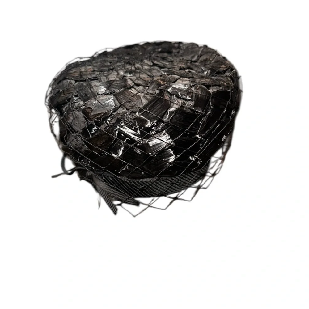 1950's Darcel Exclusive Vintage Cocktail Hat Black Netted Fascinator